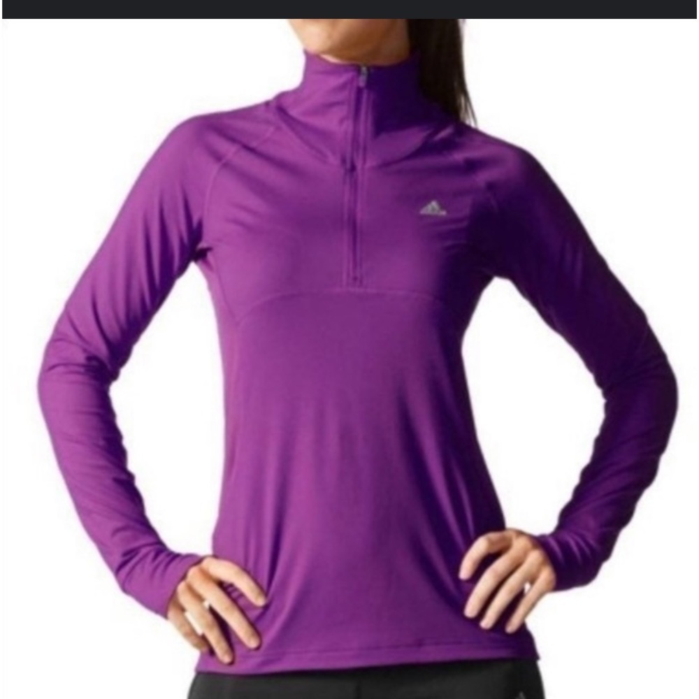 $15 sale Adidas Purple Climalite Quarter Zip Pullover SZ M 0699 #3👠
